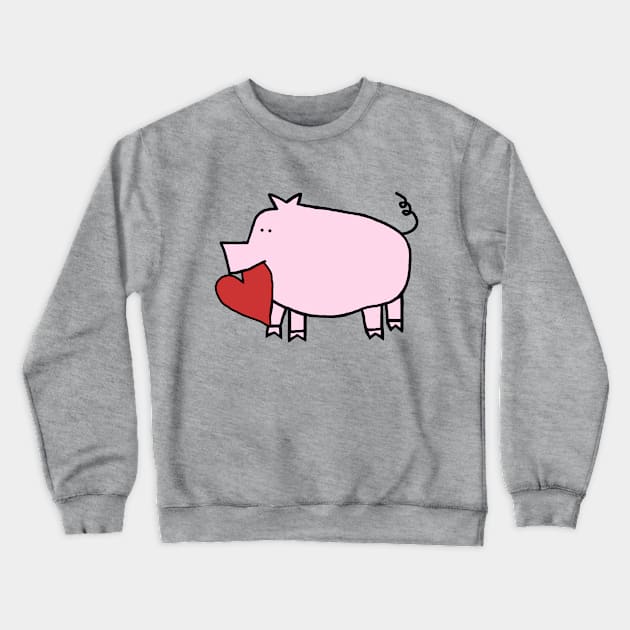 Cute Pig Holding Your Heart of Love on Valentines Day Crewneck Sweatshirt by ellenhenryart